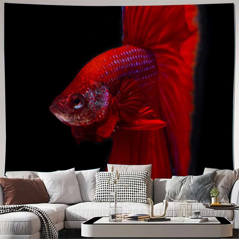 Fish Aquarium Home - Vibrant Red Betta Fish Tapestry Wall